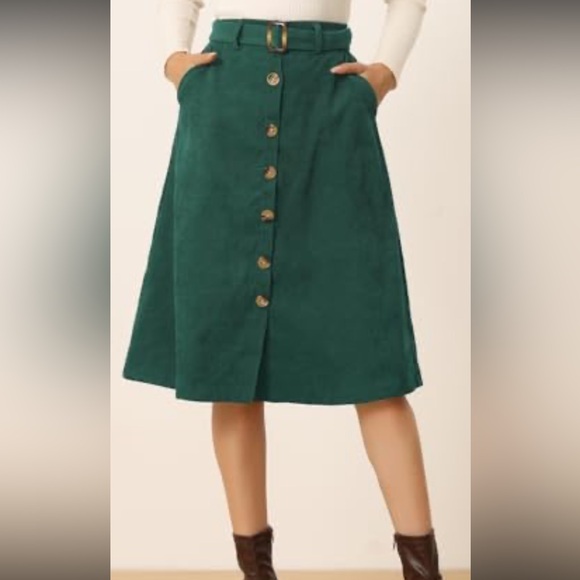 Allegra K Dresses & Skirts - Allegra K A-Line Button Skirt Vintage Y2K Cottagecore Midi Skirt Elastic Waist